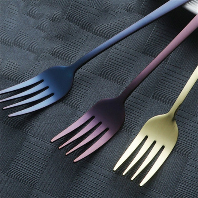 Stainless Steel Dinner Fork Korea Colourful Dessert Fork With Long Handle, Color:Purple