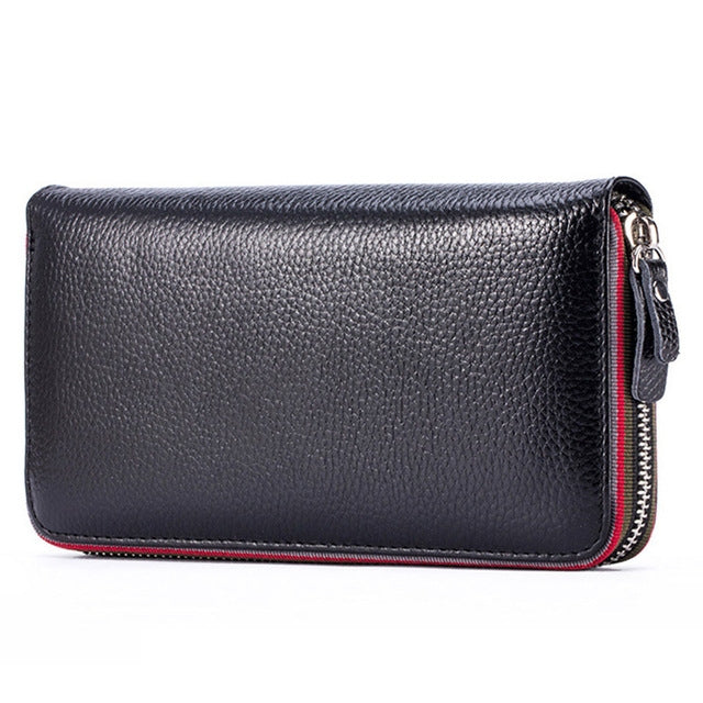 Ladies Top-grain Leather Wallet Long Wallet Bag Zipper Clutch Bag