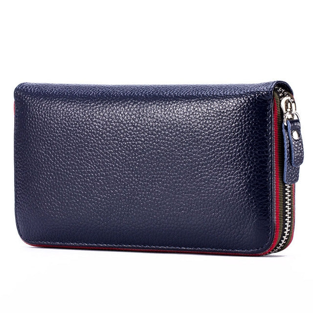 Ladies Top-grain Leather Wallet Long Wallet Bag Zipper Clutch Bag