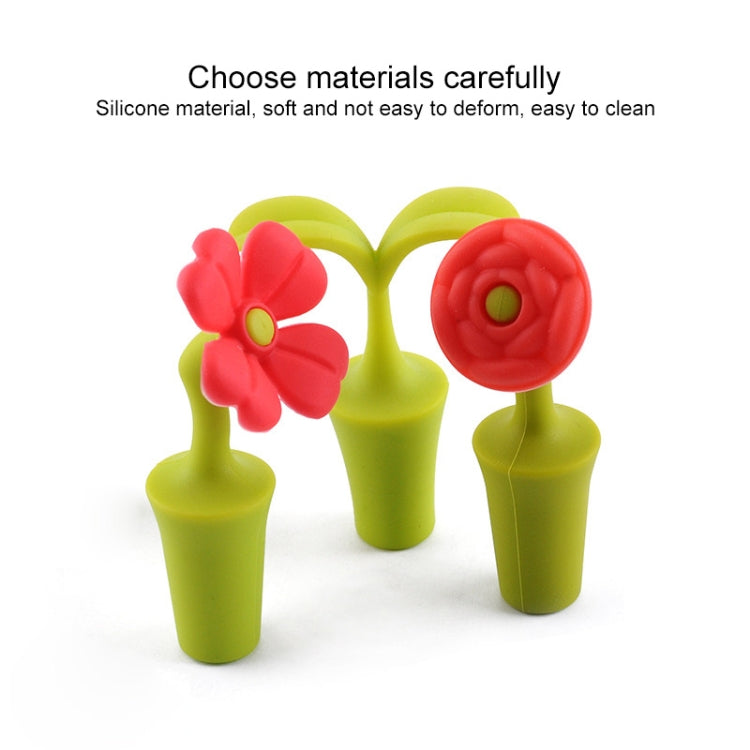 3 PCS Creative Wine Drink Preservation Stopper Flower Silicone Wine Stopper