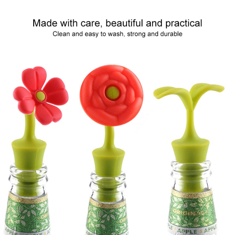 3 PCS Creative Wine Drink Preservation Stopper Flower Silicone Wine Stopper