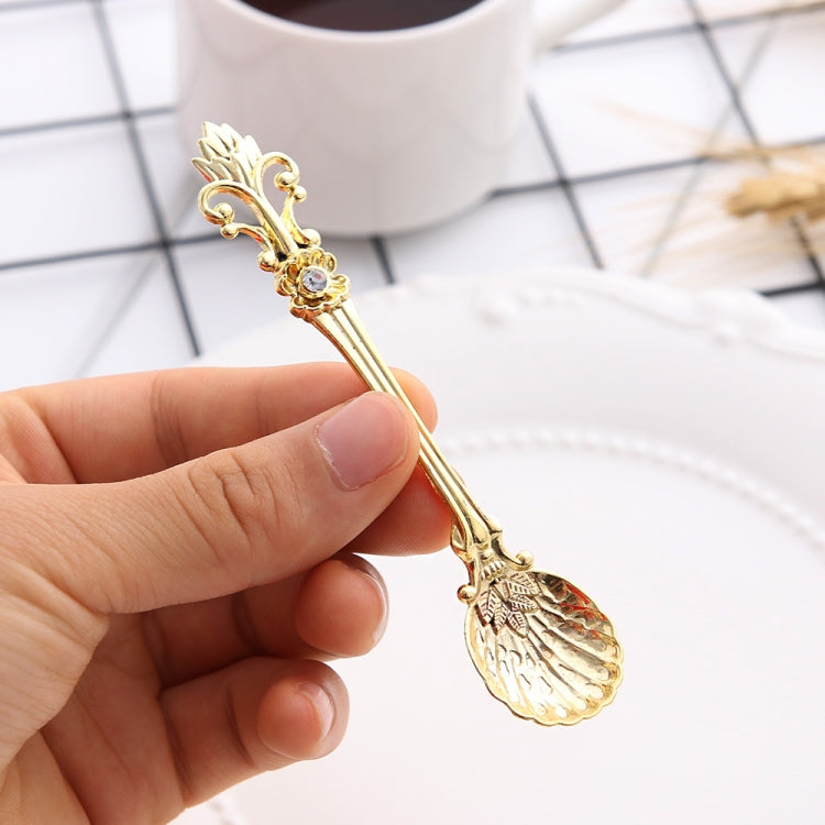 2Sets Vintage Mini Coffee Spoons Suit Royal Style Metal Carved Coffee Fruit Cutler Dessert Flatware Kitchen Tools Gold