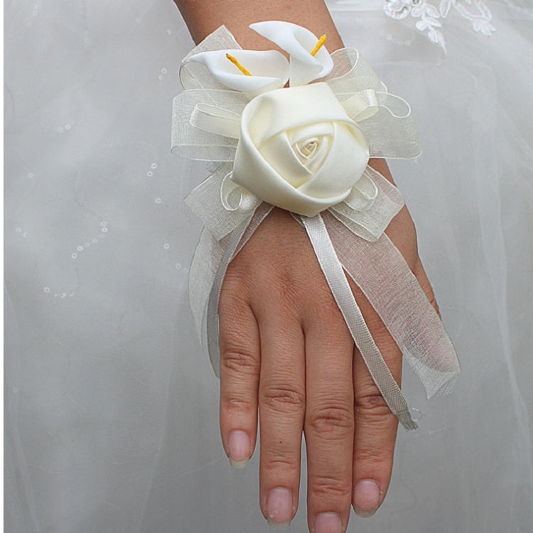 Wedding Groom Bride Boutonniere Rhinoceros Calla Brooch Wrist Flower, Style:Wrist Flower