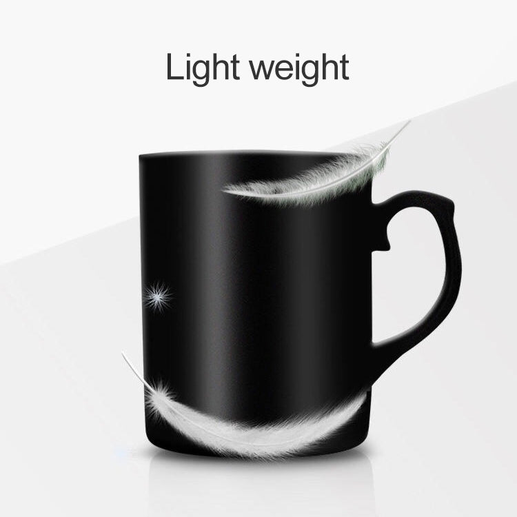Creative Gift Personality Thermal Transfer Magic Cup Color Change Cup Ceramic Tea Cup Black Ear Handle Smooth