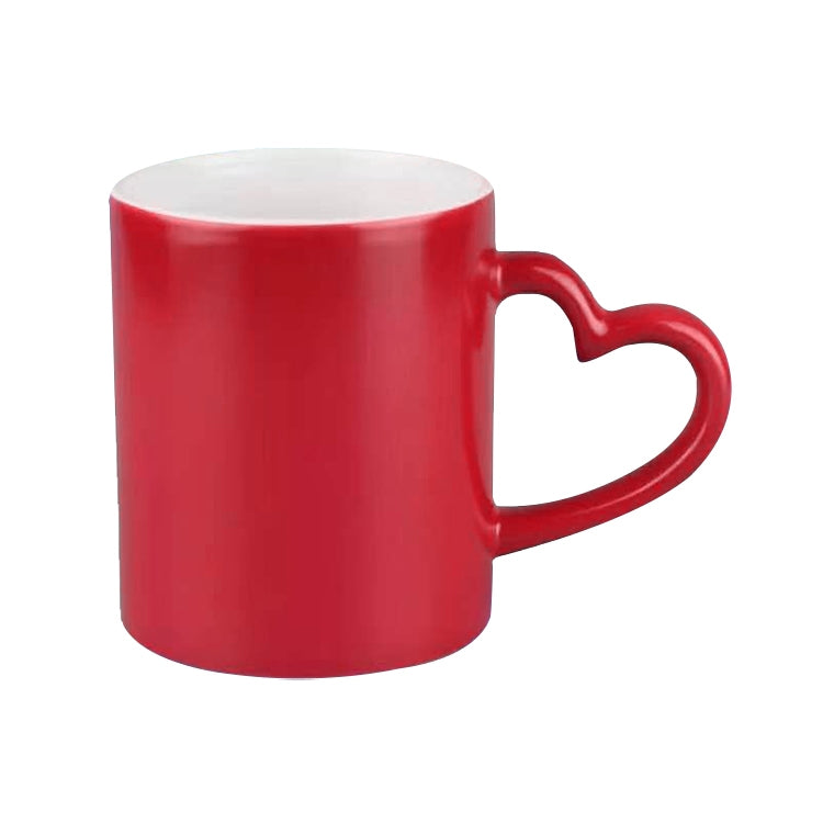 Creative Gift Personality Thermal Transfer Magic Cup Color Change Cup Ceramic Tea Cup Red Heart Handle Smooth