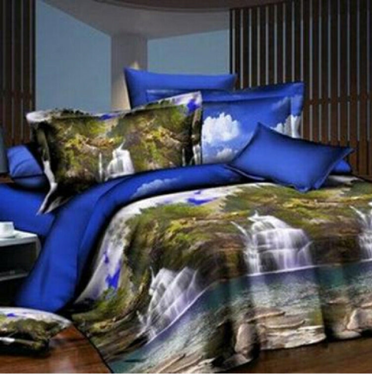 4 PCS Cotton 3D Rose Bedding Sets Soft Duvet Cover Bedsheet Pillowcase Reactive Printed Bedclothes Queen Bed