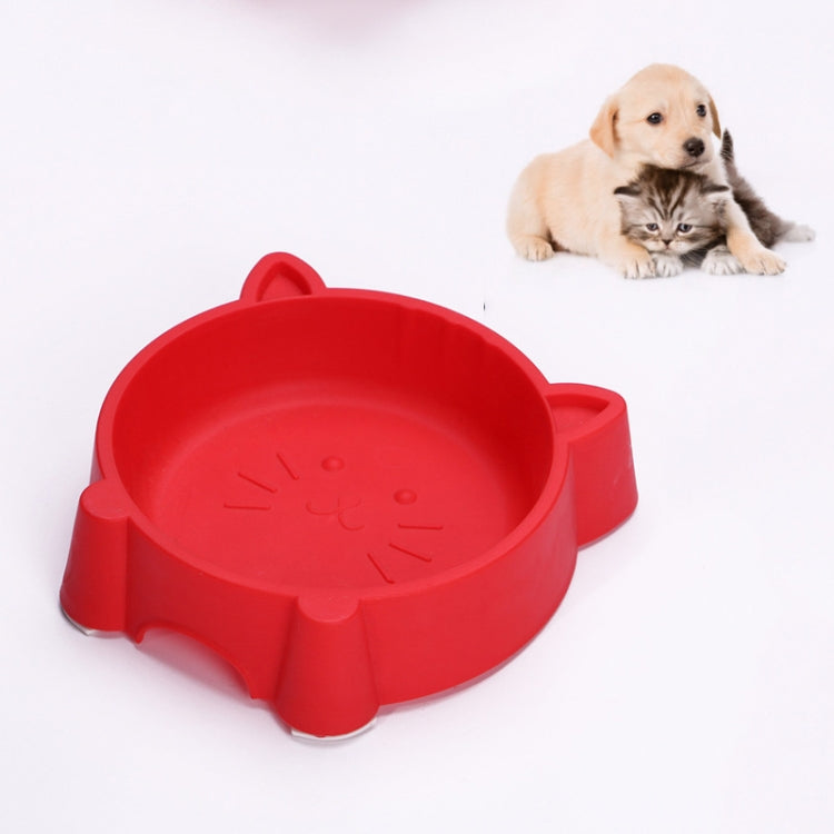 2 PCS Eco-friendly Plastic Anti-skid Cat Face Bowl Pet Supplies
