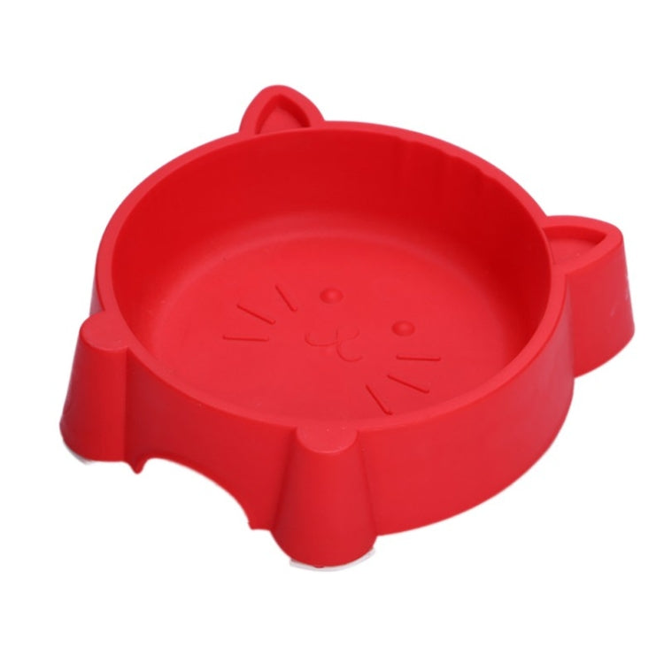 2 PCS Eco-friendly Plastic Anti-skid Cat Face Bowl Pet Supplies