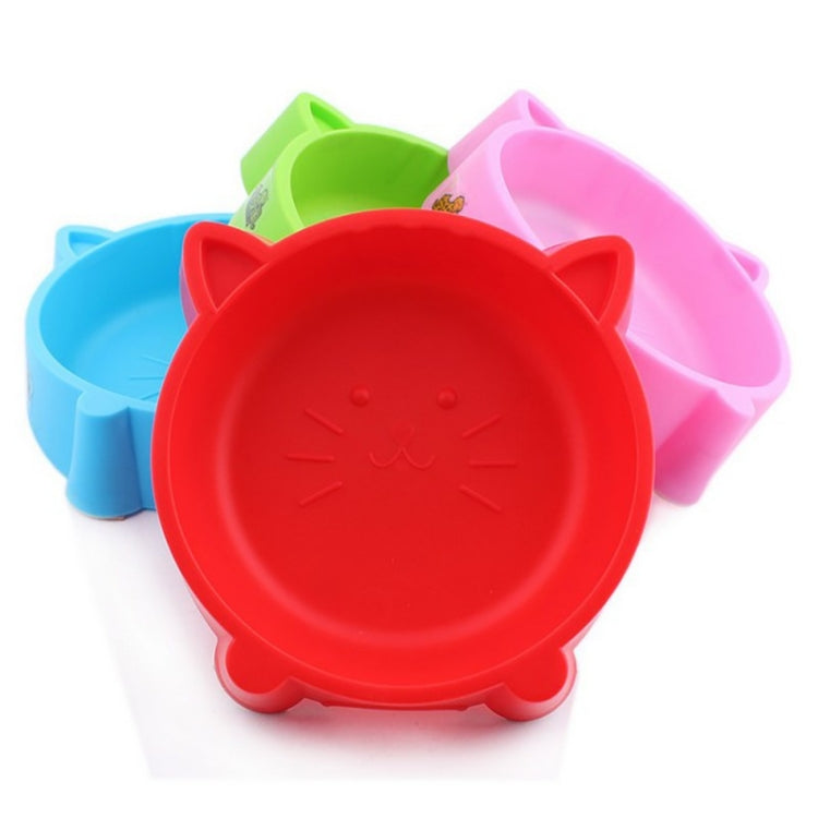 2 PCS Eco-friendly Plastic Anti-skid Cat Face Bowl Pet Supplies