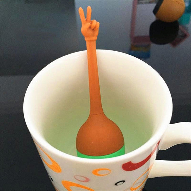 Funny Hand Gestures Tea Infuser Black Tea Strainer FDA Grade Silicone Loose Leaf Herbal Spice Holder Tea Brewing Tools