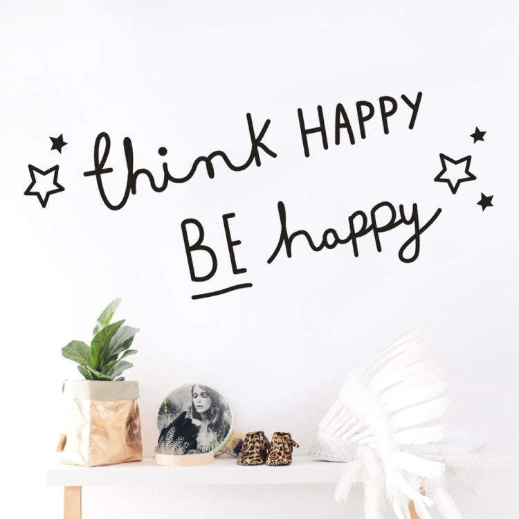 Think Happy Be Happy English Letter Wall Stickers Home Decor Living Room Bedroom Children's Room Applique Mural
