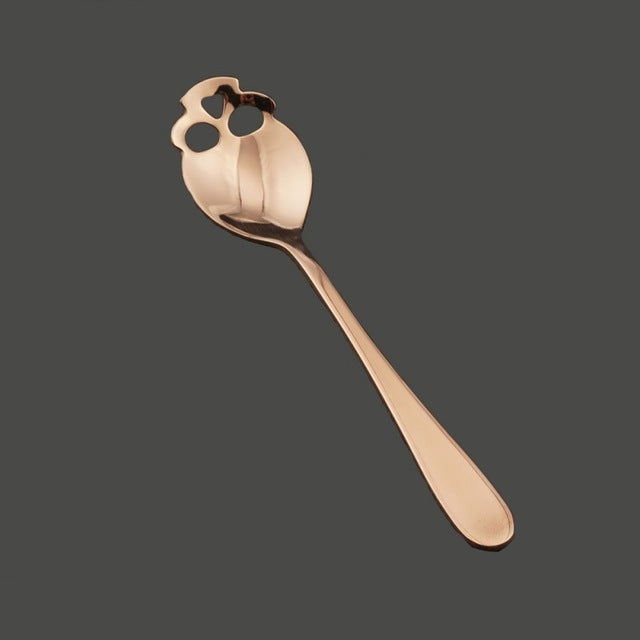 2 PCS Stainless Skull Shape Ice Cream Tea Spoons Kitchen Tools Food Drade Tea Coffee Milk Spoon Rose Gold