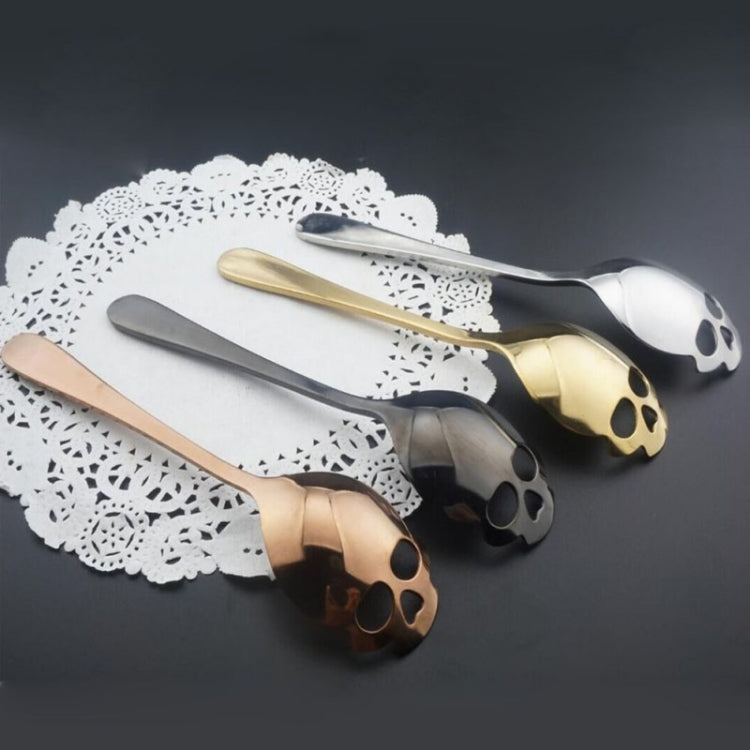 2 PCS Stainless Skull Shape Ice Cream Tea Spoons Kitchen Tools Food Drade Tea Coffee Milk Spoon Titanium Gold