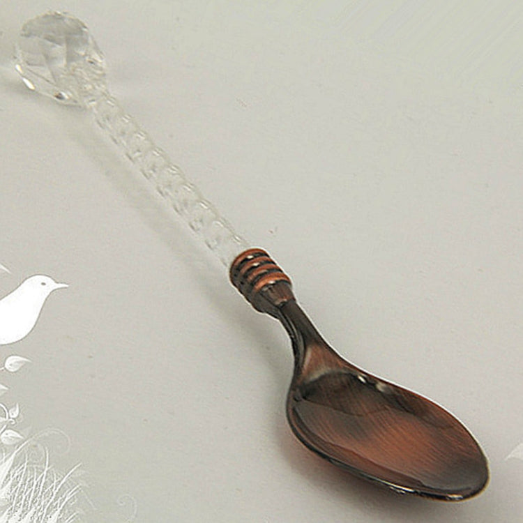 2 PCS Crystal Handle Tea Coffee Spoon Ice Cream Spoon Dessert Ladle Scoop