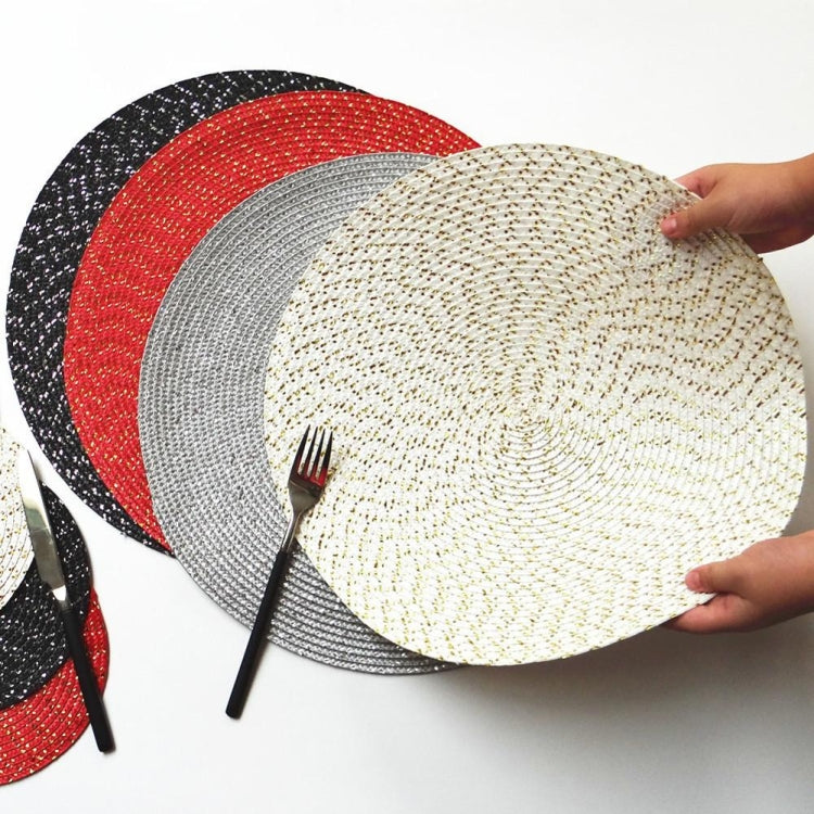 2 PCS PP Round Oval Woven Placemat, Size:Diameter 36cm