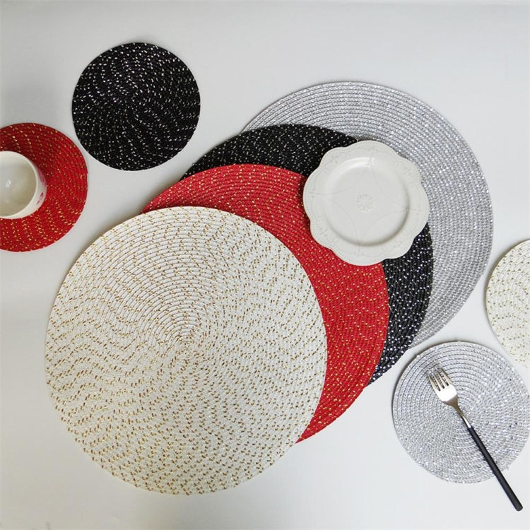 2 PCS PP Round Oval Woven Placemat, Size:Diameter 18cm