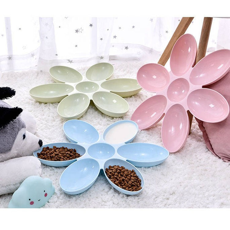 Cat and Dog Bowl Teddy Short Rice Bowl Family Pets Six-sided Petal Type Pet Supplies