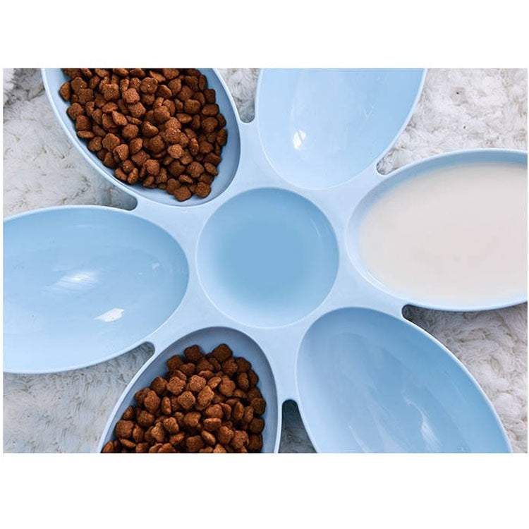 Cat and Dog Bowl Teddy Short Rice Bowl Family Pets Six-sided Petal Type Pet Supplies
