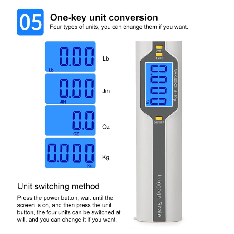 50kg x 10g Portable Electronic LCD Digital Hanging Luggage Scale