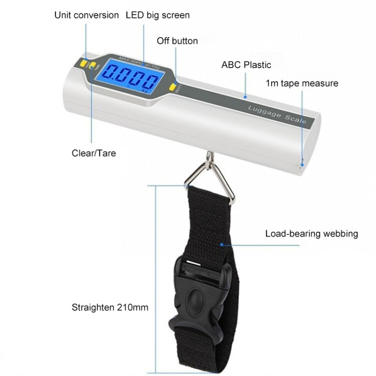 50kg x 10g Portable Electronic LCD Digital Hanging Luggage Scale