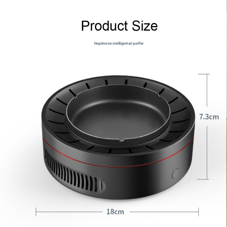 Multifunctional Ashtray Negative Ion Intelligent Air Purifier PM2.5 Home Car Smart Air Freshener Air Cleaner(Black)