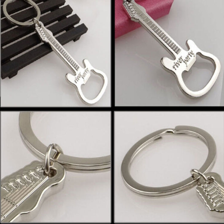 2 PCS Zinc Alloy Beer Guitar Bottle Opener Keychain Keyring Key Chain