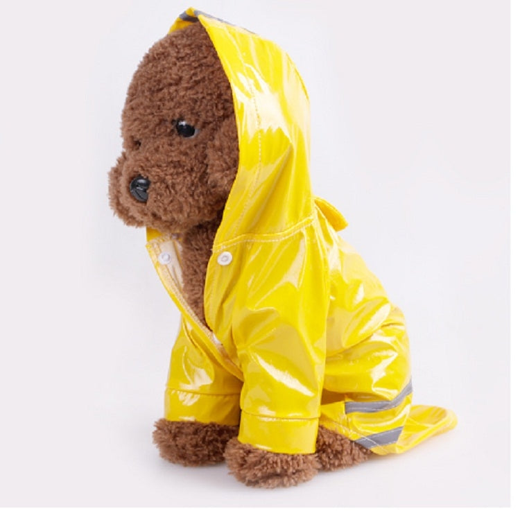 Pet Raincoat Cat Clothes PU Reflective Dog Hooded Raincoat, Size:M