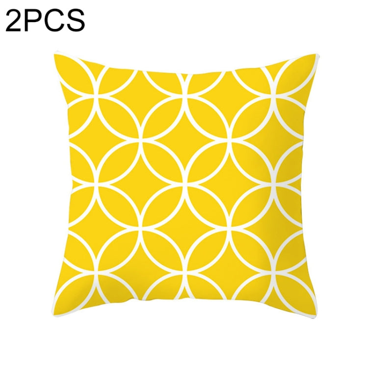 2 PCS 45x45cm Yellow Striped Pillowcase Geometric Throw Cushion Pillow Cover Printing Cushion Pillow Case Bedroom Office