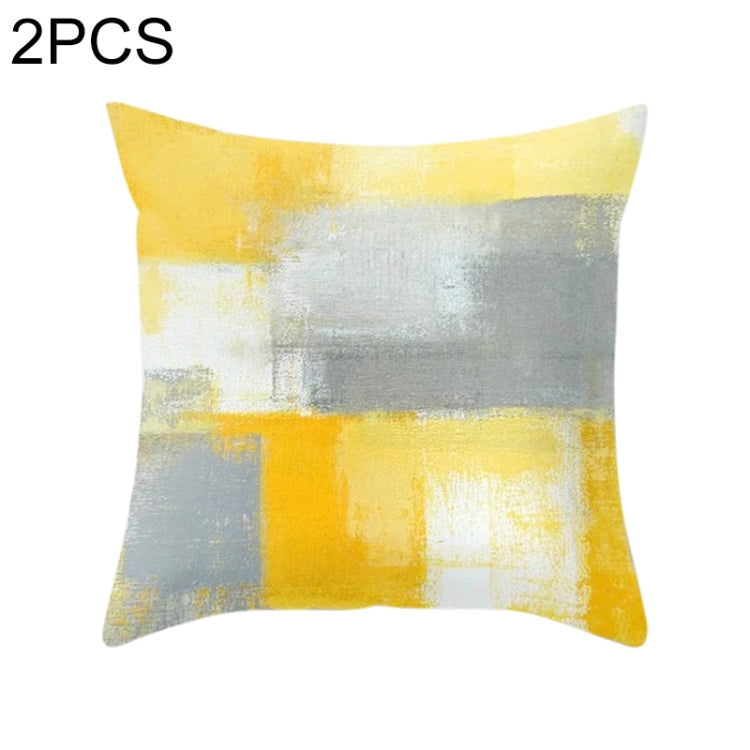 2 PCS 45x45cm Yellow Striped Pillowcase Geometric Throw Cushion Pillow Cover Printing Cushion Pillow Case Bedroom Office