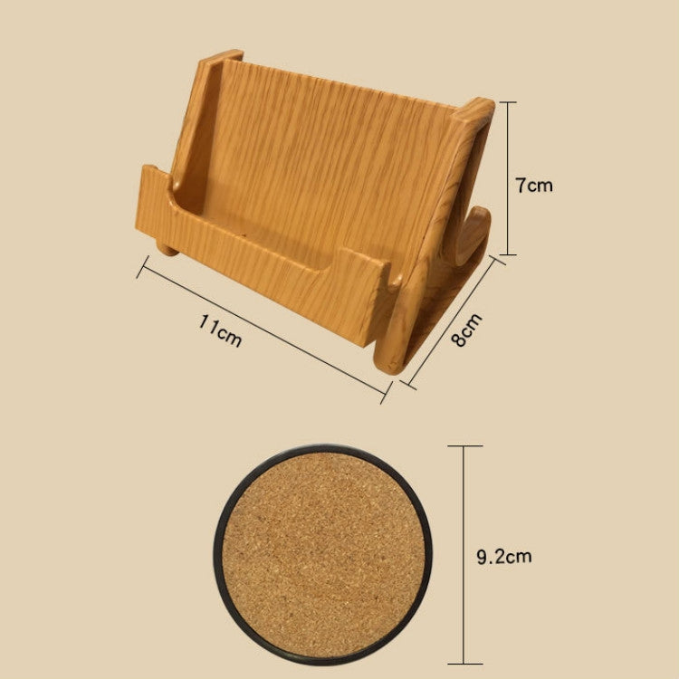Home Daily Wood Round Cork Coaster PP Coaster Holder, Specification:6 Coasters + Shelf
