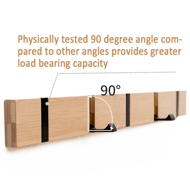 Fashion Wooden Free Punching Hook Coat Rack Hanger Hook for Bedroom Living Room or Wardrobe, Size:5 Hooks