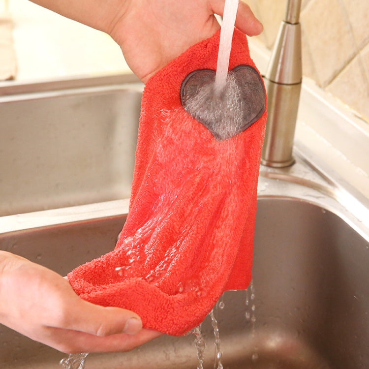 Kitchen Cute Love Heart Pattern Soft Hand Towel Cleaning Dish Microfiber Wipe Table Cloth