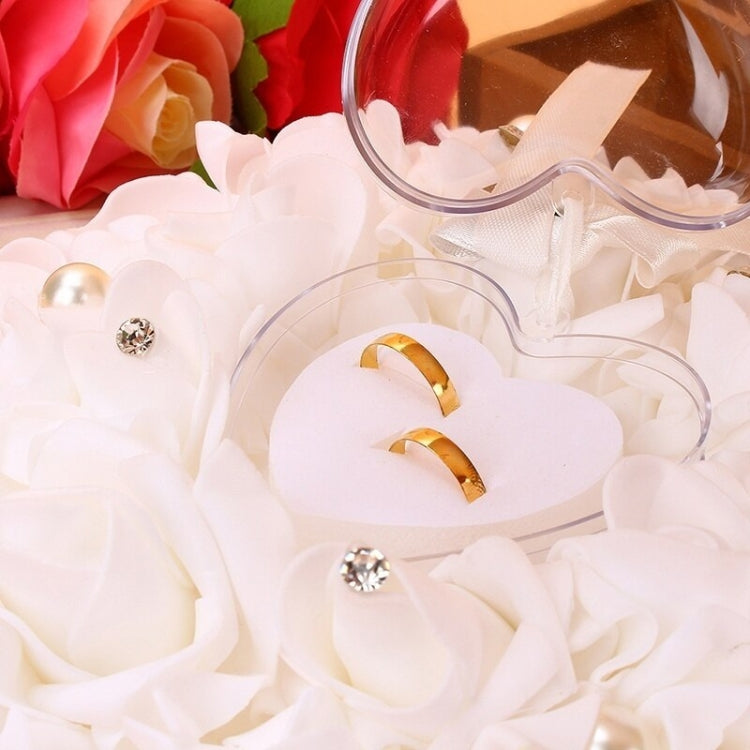 Heart-shaped Ring Box can Hang Simulation Foam Rose Ring Pillow Wedding Supplies