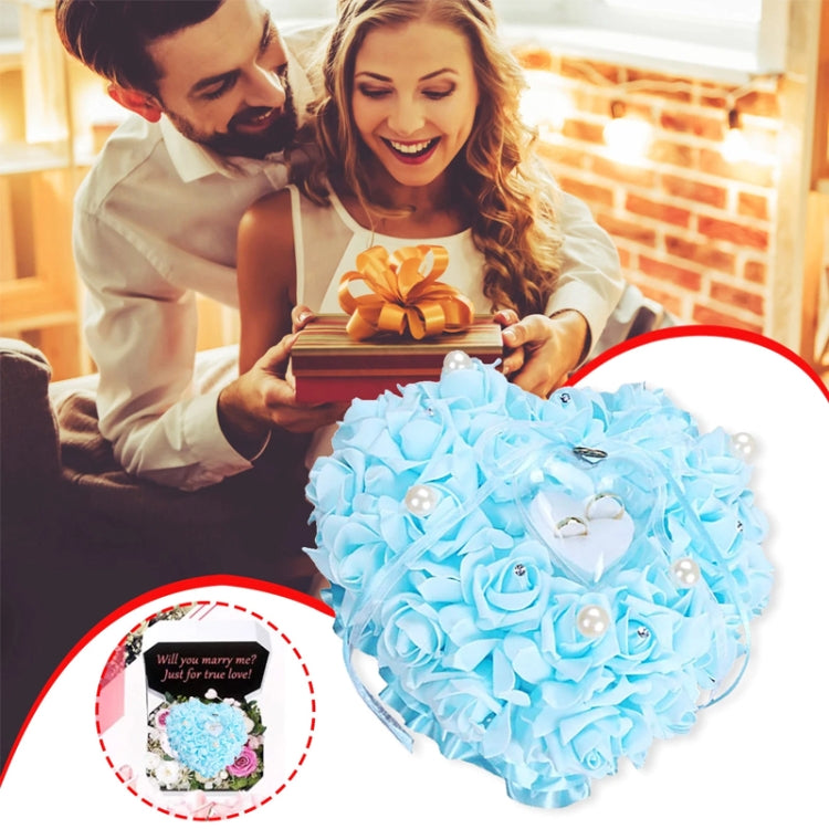 Heart-shaped Ring Box can Hang Simulation Foam Rose Ring Pillow Wedding Supplies