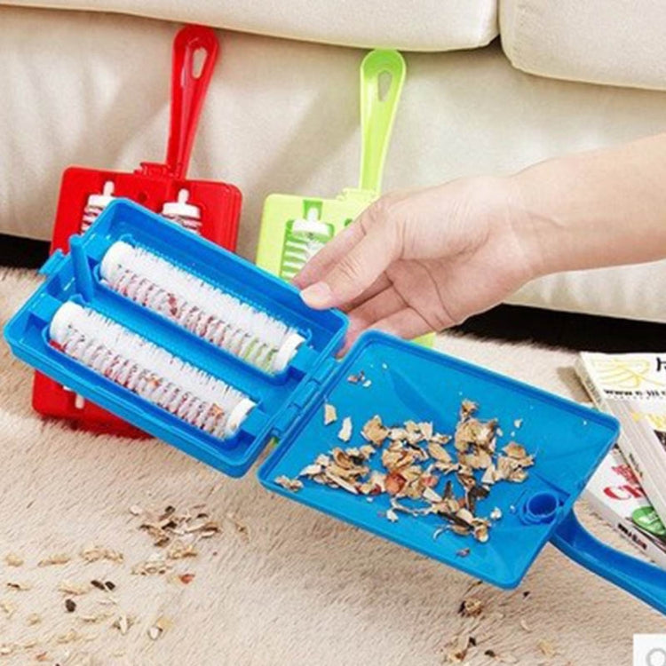 Handheld Double Roller Style Brush Carpet Cleaning Brush Sweeper Crumb Remove Hair Brushes, Random Color Delivery