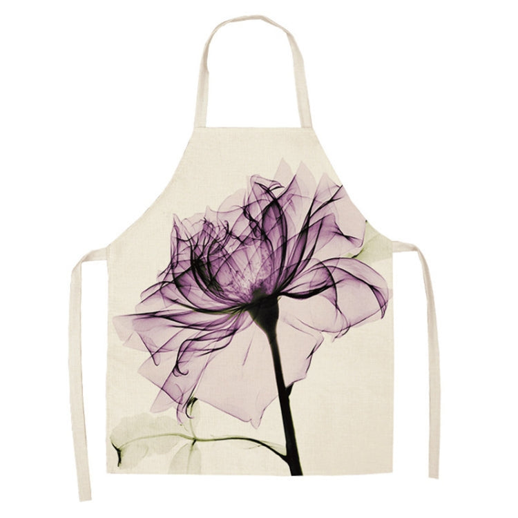 Cotton and Linen Creative Plant Floral Print Apron, Size:47x38cm
