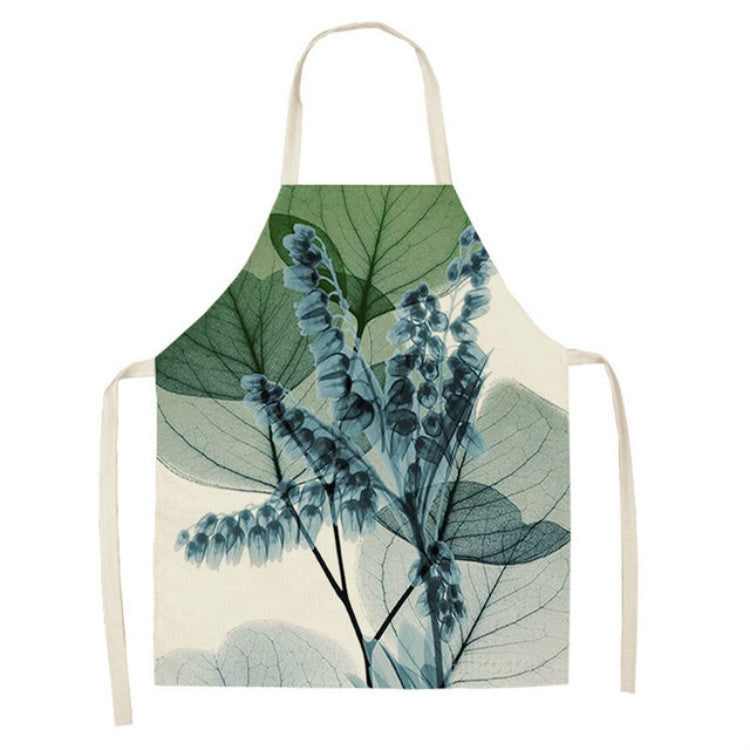 Cotton and Linen Creative Plant Floral Print Apron, Size:47x38cm