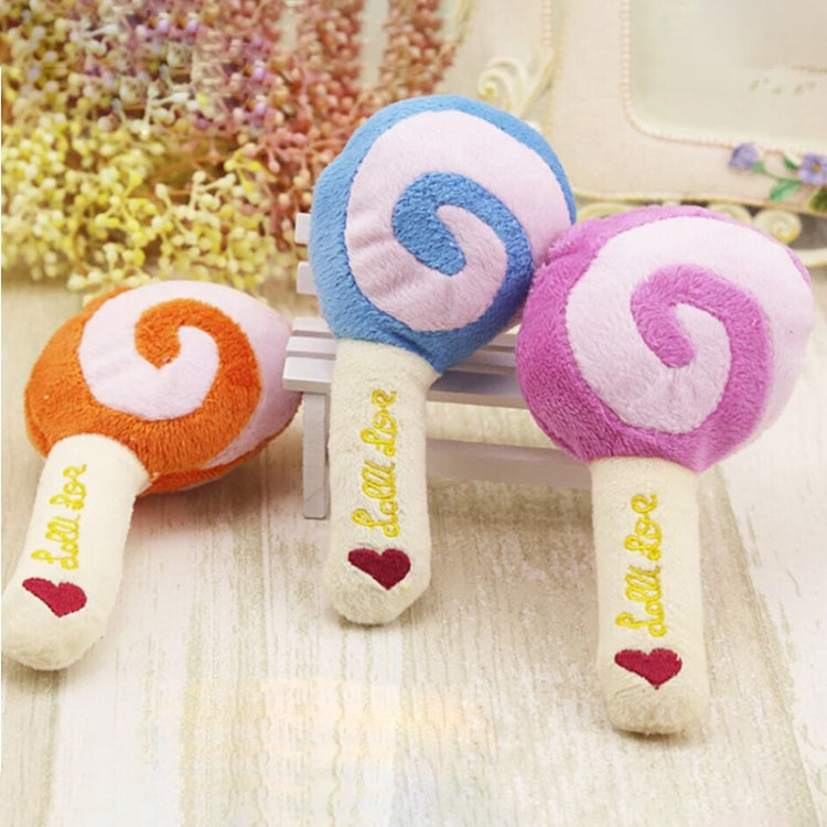 WJ009400 Dog Chew Squeaky Plush Lollipop Design Pet Toys(Random Color Delivery)