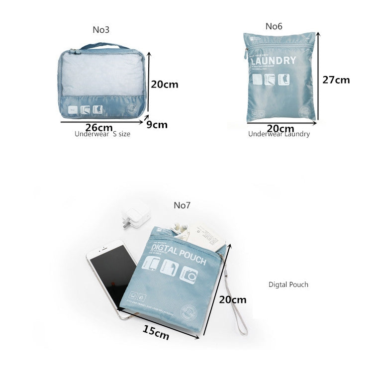 7 in 1 Packing Cube Travel Storage Bags Unisex Portable Large Capacity Clothing Cosmetics Sorting Pouch Organizer
