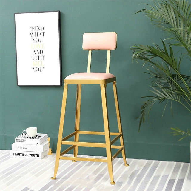 Nordic light Luxury Bar Chair Coffee Restaurant Leisure Back High Stool