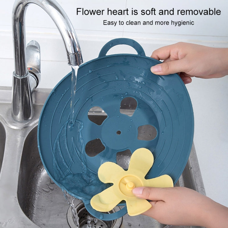 Silicone Anti-spill Pot Lid High Temperature Resistant Splash-proof Anti-boiling Thickened Casserole Lid Petal Fresh Cover, Size: 32.5x27cm