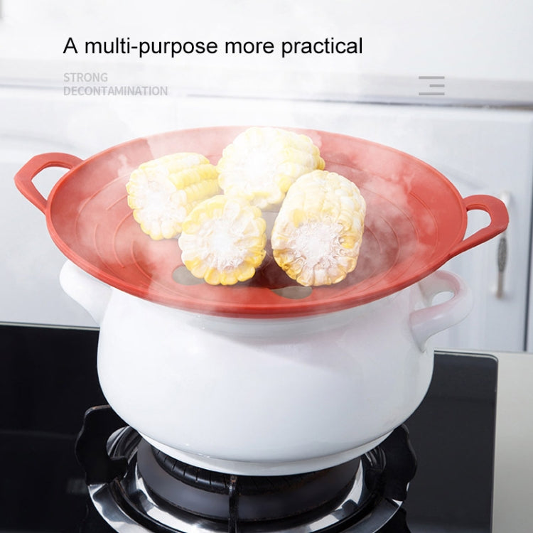 Silicone Anti-spill Pot Lid High Temperature Resistant Splash-proof Anti-boiling Thickened Casserole Lid Petal Fresh Cover, Size: 32.5x27cm