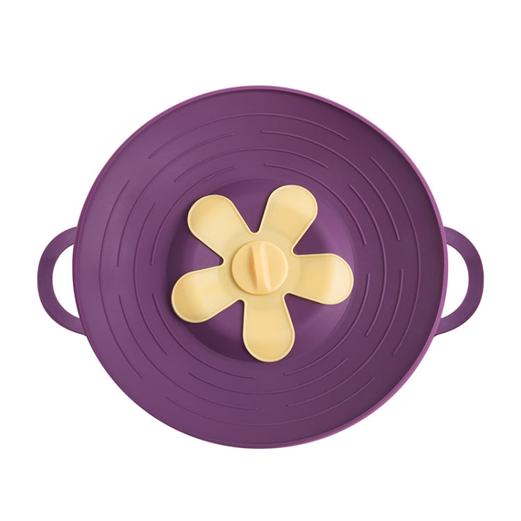 Silicone Anti-spill Pot Lid High Temperature Resistant Splash-proof Anti-boiling Thickened Casserole Lid Petal Fresh Cover, Size: 32.5x27cm