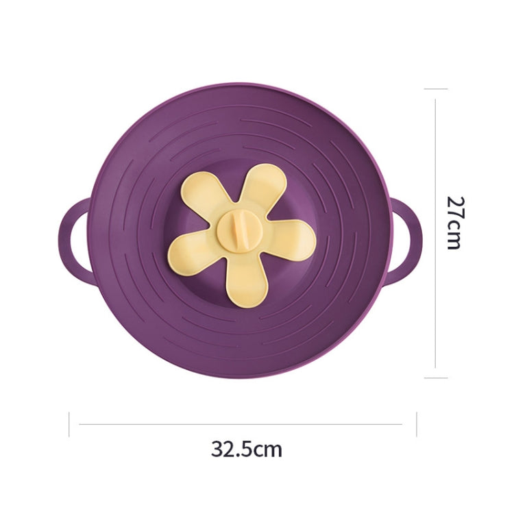 Silicone Anti-spill Pot Lid High Temperature Resistant Splash-proof Anti-boiling Thickened Casserole Lid Petal Fresh Cover, Size: 32.5x27cm