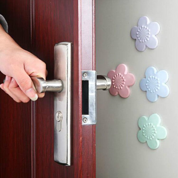 2 PCS Practical Silicone Cherry Blossom Shape Wall Protector Door Handle Crash Pad Furniture Accessories