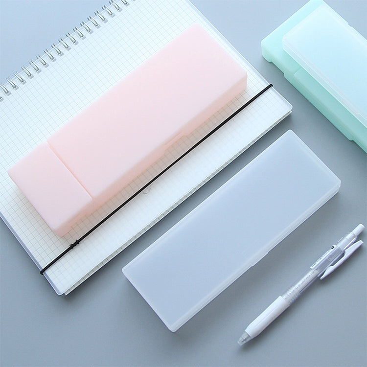 Simple Transparent Pencil Case Frosted Plastic Pencil Pens Storage Box Stationery Office Supplies