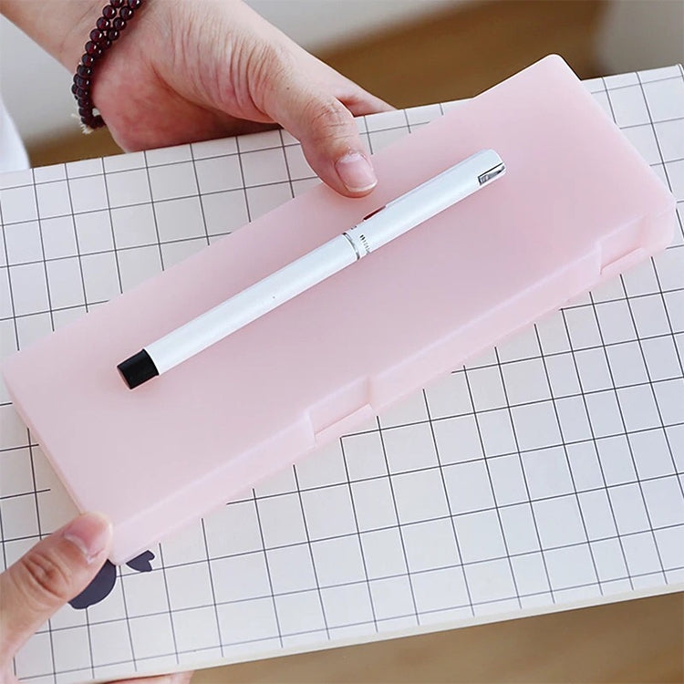 Simple Transparent Pencil Case Frosted Plastic Pencil Pens Storage Box Stationery Office Supplies