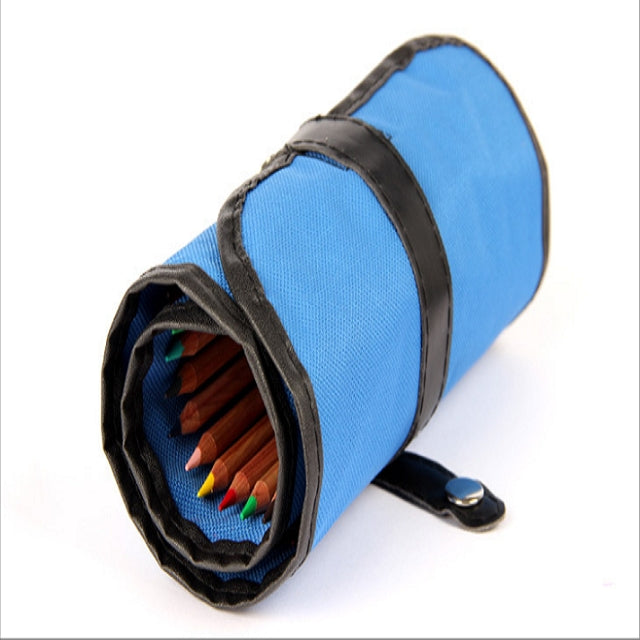 48 Hole Ethnic Style Pencil Case Stationery Canvas Pen Roll Up Bag Curtain Pencil Bag