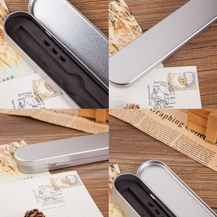 10 PCS Silver Pencil Case Advanced Metal Fountain Pen Box Stationery Gift For Office School Supplies