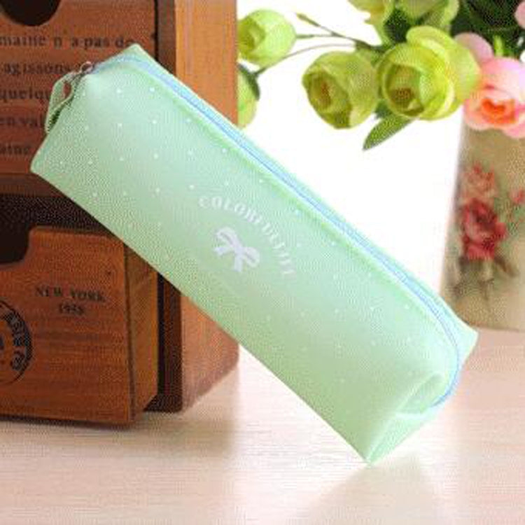 Cute Candy Color Bow Jelly Silicone Waterproof Pencil Case Stationery Storage Organizer Bag School Office Supply